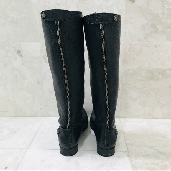FRYE {6B} Boots Black Leather Knee-High Rear Zip - Picture 8 of 12